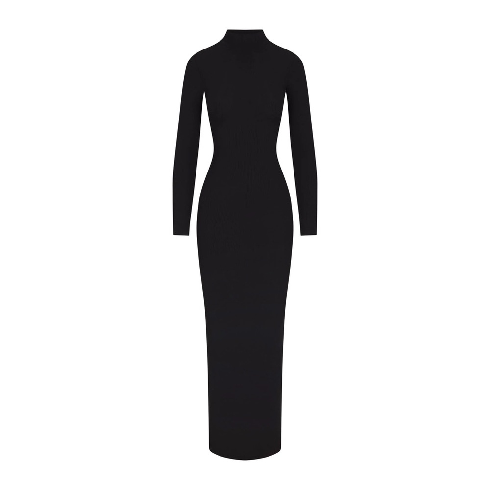 NWT SKIMS Black Long Sleeve Maxi Dress
